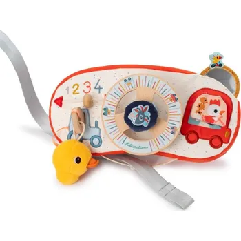 plyšák Interaktivní hračka Lilliputiens - textilní panel s volantem - farmářské auto