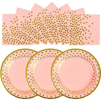 Talíř AHPYEUHK Papírové talíře 17,8 cm párty talíře 25 ks a ubrousky 16,5 cm 25 ks sada párty nádobí