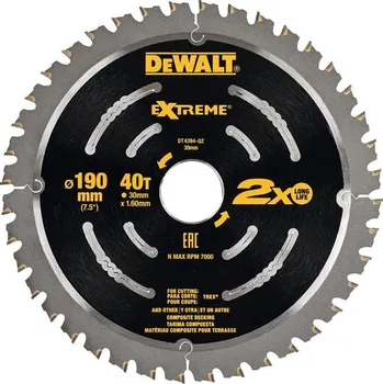 Pilový kotouč DeWALT DT4394-QZ - Pilový kotouč 190 x 1,6 x 30 mm na dřevo, 40 zubů EXTREME