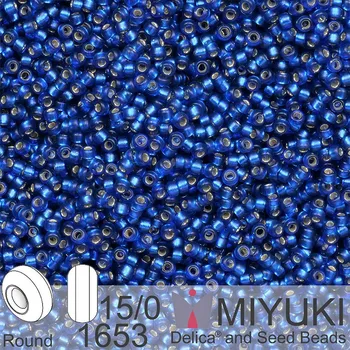 Korálek Korálky Miyuki Round 15/0. Barva 1653 Dyed SF S/L Dusk Blue. Balení 5g