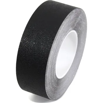 Výstražná páska Černá plastová voděodolná protiskluzová páska FLOMA Aqua-Safe - 18,3 x 5 cm tloušťka 0,7 m, 80081113