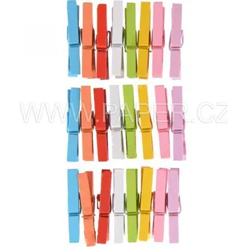 Kolíček dřevo Mix barev 3cm,24ks