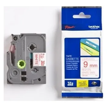 Pásek do tiskárny Brother TZ-222/TZe-222, 9mm x 8m, červený tisk / bílý podklad