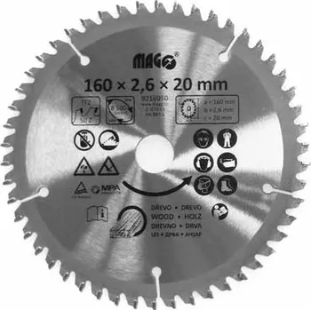 Pilový kotouč Kotouč pilový 160 x 2,6 x 20, 50 zubů - střídavě trapézové, na lamino