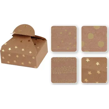 Dárková taška Krabička skládací kraft 6 x 7,5 cm 4 ks Vánoce metal ražba mix 2