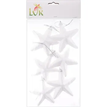 Vánoce Hvězdičky 8cm, 6ks polystyren, glitr
