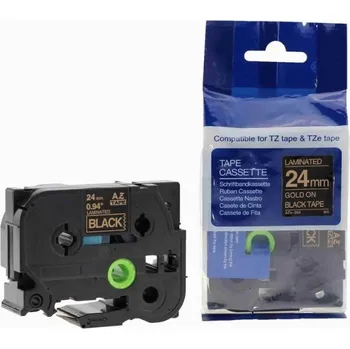 Pásek do tiskárny Kompatibilní páska s Brother TZ-354 / TZe-354, 24mm x 8m, zlatý tisk / černý podklad