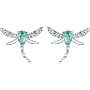 Náušnice GRACE Silver Jewellery Stříbrné náušnice Vážka - stříbro 925/1000, zirkon E-BSE945/186 Tyrkysová