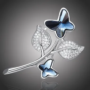 Brož Éternelle Brož Swarovski Elements Rhianna - motýl B8026-X0451 Modrá