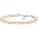 Gaura Pearls Perlový náramek Eleanor - řiční perla, stříbro 925/1000 FARP765-B 18 cm Růžová