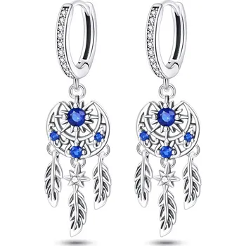 Náušnice GRACE Silver Jewellery Stříbrné náušnice ve tvaru lapače snů - stříbro 925/1000 E-1489/279 Modrá