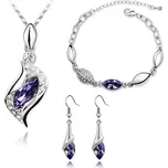 Sisi Jewelry Souprava náhrdelníku, náušnic a náramku Andělské slzy fialové krystaly SET1095-NTSET41563(6) Fialová 40 cm + 5 cm (prodloužení)