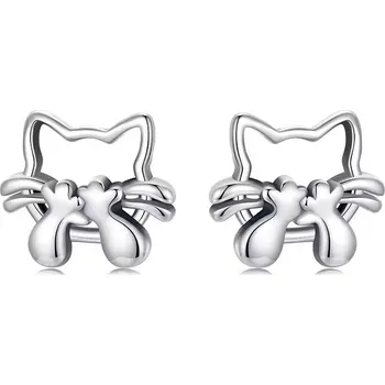 Náušnice GRACE Silver Jewellery Stříbrné náušnice ve tvaru kočky - stříbro 925/1000 E-SCE1846/290 Stříbrná