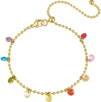 Náramek JAY Náramek na nohu s barevnými zirkony Rainbow Galaxy JAY-9046 Zlatá 24 cm