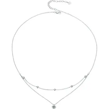 Náhrdelník GRACE Silver Jewellery Stříbrný náhrdelník 0,5 ct MOISSANITE, stříbro 925/1000 + CERTIFIKÁT NH-MSN023 Stříbrná certifikát GRA, hadřík na čištění stříbra, dárková krabička