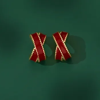 Náušnice Éternelle Elegantní náušnice Eduarda E1411-T224A Červená