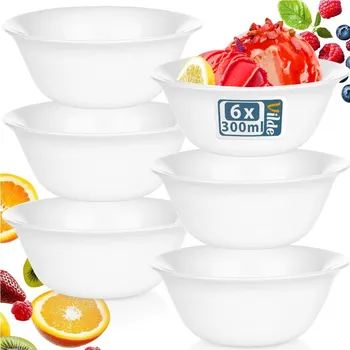 Skleněné misky bílé 300 ml 6 ks