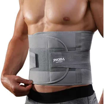Šedý zádový opěrný pás Fitnes trenažér na břišní svaly Lehký a prodyšný pás na záda Podpora bederní páteře Cvičení a každodenní nošení XL