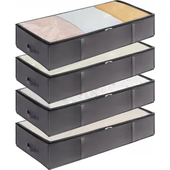 Úložný box 4X ÚLOŽNÝ BOX POD POSTEL NA OBLEČENÍ, ORGANIZÉR, KONTEJNER 90L