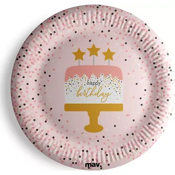 Talíř Papírové talíře Rosegold dort 23cm - 8ks