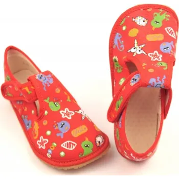 Dívčí obuv Beda Barefoot papuče Červené rybky EUR 23