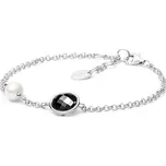 Gaura Pearls Stříbrný náramek s perlou a zirkonem Ella Black - stříbro 925/1000 SK19240B Černá 16 cm + 3 cm (prodloužení) Bílá