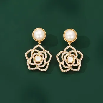 Náušnice JAY Květinové náušnice se zirkony Nuala JAY-0121-dvvz Zlatá