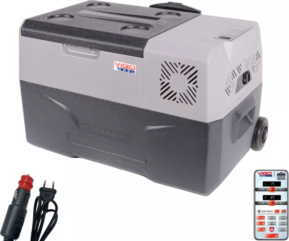 Přenosná kompresorová autochladnička Vigo Cool V30W, 30 l 12/24/230V, Rukojeť a kolečka