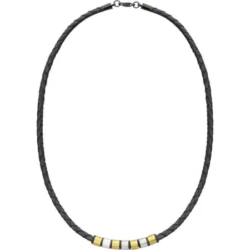 Náhrdelník Manoki Pánský náhrdelník Sócrates přírodní kůže a chirurgická ocel WA679GS Černá 45 cm