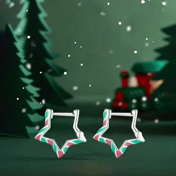 Náušnice GRACE Silver Jewellery Vánoční stříbrné náušnice Lízátko ve tvaru hvězdy, stříbro 925/1000 E-SCE1658/170 Stříbrná