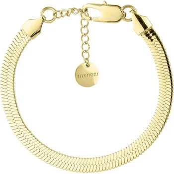 Náramek Manoki Ocelový náramek Elsa Gold 5 mm plochý had, chirurgická ocel BA973G Zlatá 16 cm + 3 cm (prodloužení)