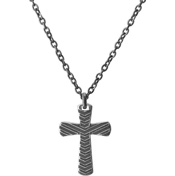 Náhrdelník Manoki Pánský ocelový náhrdelník Cesare - kříž, chirurgická ocel WA788B 60 cm + 5 cm (prodloužení) Vintage