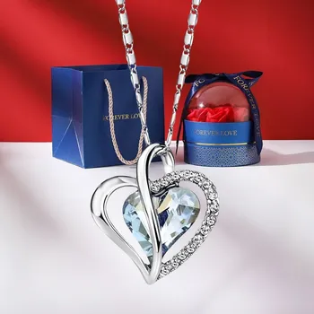 Náhrdelník Éternelle Dárkové Balení Náhrdelník Swarovski Elements True Love - srdíčko DK-016-2022010104B/R 42 cm + 5 cm (prodloužení)