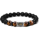 Daniel Dawson Pánský korálkový náramek Balder Gold - tygří oko, lávový kámen, runa NR2031/25 25 cm Náhodná