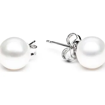 Náušnice Gaura Pearls Stříbrné náušnice s bílou perlou Hayley, stříbro 925/1000, 7.5-8 mm EFB08-N/W Bílá