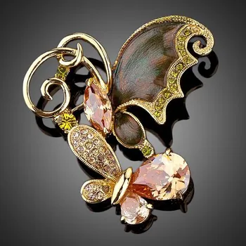 Brož Francesca Petrucci Brož Swarovski Elements Donetta - motýl B0008 Hnědá