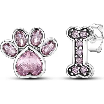 Náušnice GRACE Silver Jewellery Stříbrné náušnice Psí tlapka a Kost - stříbro 925/1000 E-KTE021 Stříbrná