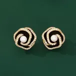 JAY Náušnice s perlou a zirony Kamélie JAY-0086-PIANE002 Zlatá Bílá