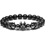 Daniel Dawson Pánský náramek Royal Crown - achát, zirkony, koruna NR1139/23 Černá 23 cm