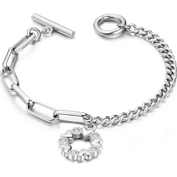 Náramek Victoria Filippi Stainless Steel Ocelový náramek se zirkony Luzzia - chirurgická ocel, srdíčko NRB17101-2/40 Stříbrná 18,5 cm