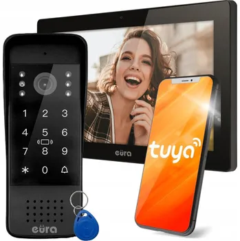 EURA Videotelefon Domovní Jednorodinný Wi-Fi Tuya Klávesnice s Kódem Přívěsek Na Klíče Černý