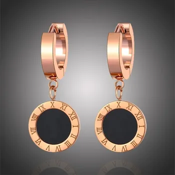 Náušnice Victoria Filippi Stainless Steel Ocelové náušnice Amanda Gold Black - římské číslice NAUE18114-1/25 Zlatá