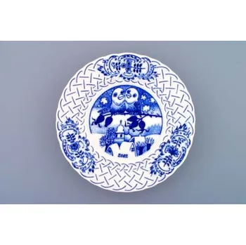 Jednorázové nádobí Cibulák Talíř Výroční 2002 reliéfní závěsný 18cm Originál Český porcelán Dubí 2.jakost