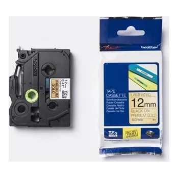 Pásek do tiskárny Brother TZ-PR831 / TZe-PR831, 12mm x 8m, černý tisk / zlatý podklad