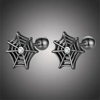 Náušnice GRACE Silver Jewellery Stříbrné náušnice Pavučina, stříbro 925/1000 Halloween E1454-DF2042 Černá