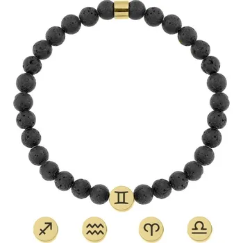 Náramek Manoki Náramek znamení zvěrokruhu - 6 mm lávový kámen, 12 druhů BA1187GB/7 Zlatá 21 cm Váhy (23.9. - 23.10.)