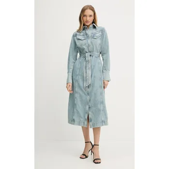 Dámské šaty Džínové šaty BOSS Orange C_Denim Dress 3.0 modrá barva, midi, 50546068 05J, vel. M