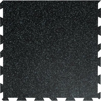 Černo-modrá gumová modulová puzzle dlažba (okraj) FLOMA FitFlo SF1050 - 100 x 100 x 2 cm, 80903785