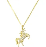 GRACE Silver Jewellery Stříbrný náhrdelník Jednorožec, stříbro 925/1000 NH-CHN005/46 Zlatá 45 cm