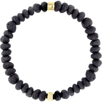 Náramek Manoki Korálkový náramek Fabio Gold - matný lávový kámen BA988G Černá 21 cm